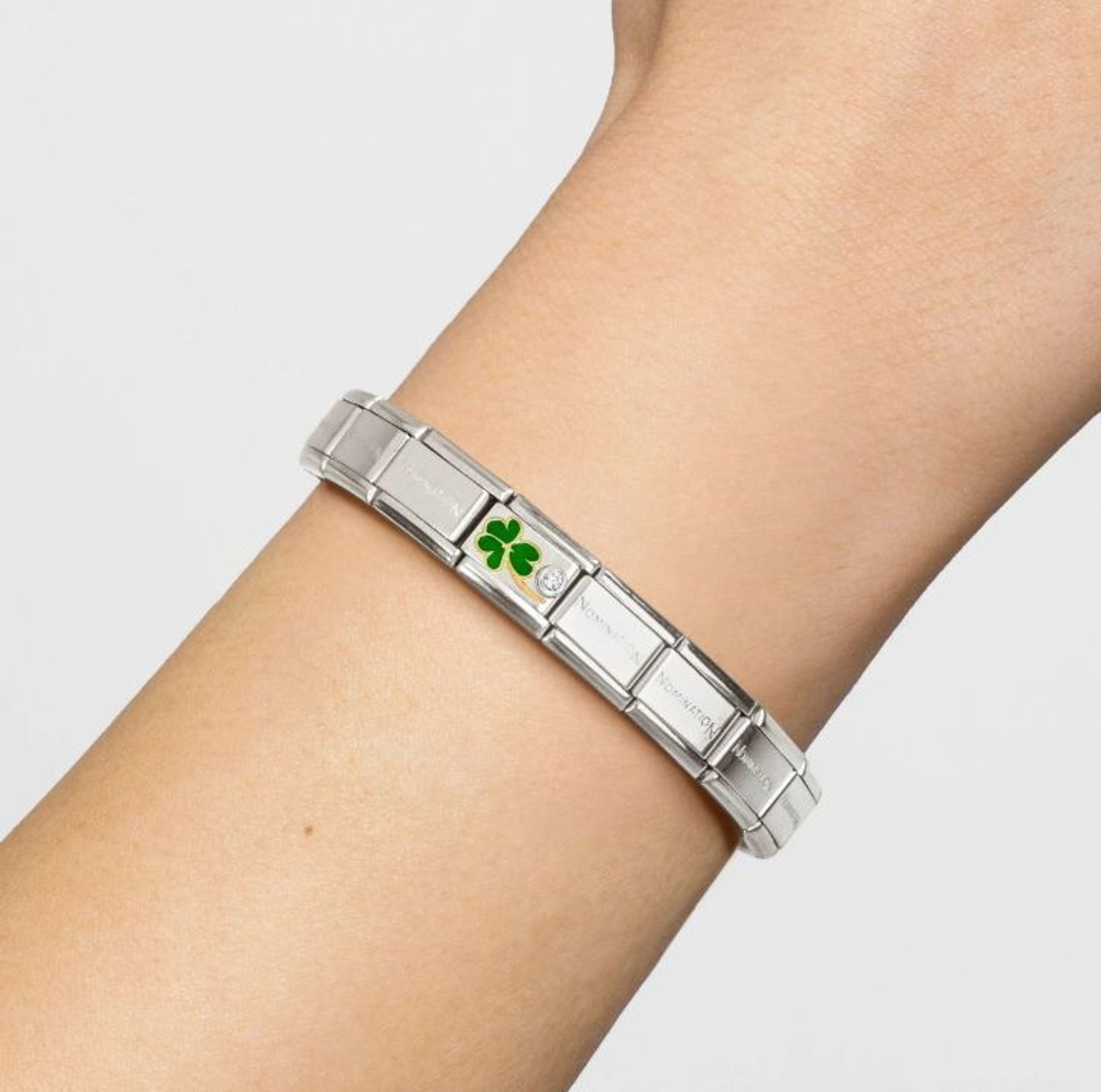 Charms Nomination Link 18K zawieszka złoto Zielona Koniczynka 630302 12.jpg